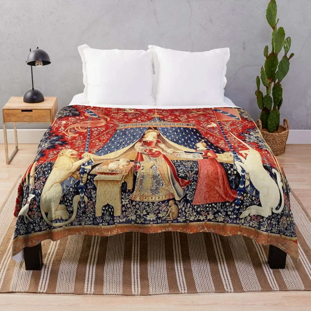 

The Lady and the Unicorn: La Dame à la licorne - Medieval Unicorn Tapestry Throw Blanket Summer Beddings Summer Blankets