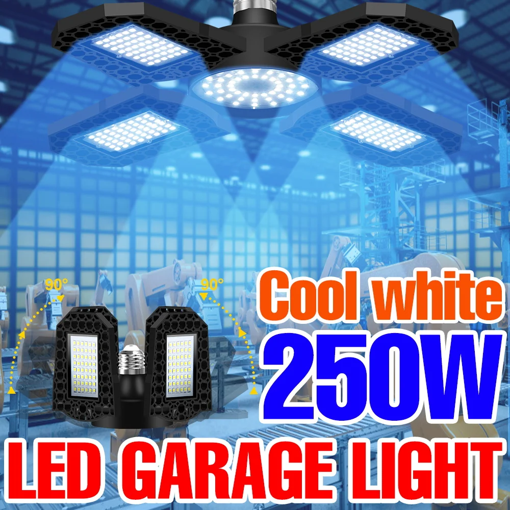 

Светодиодная лампа 250 Вт E27/E26 для гаража, внутреннего освещения, 220 В, деформируемый прожектор, 110 В, для дома, склада, кладовой, мастерской