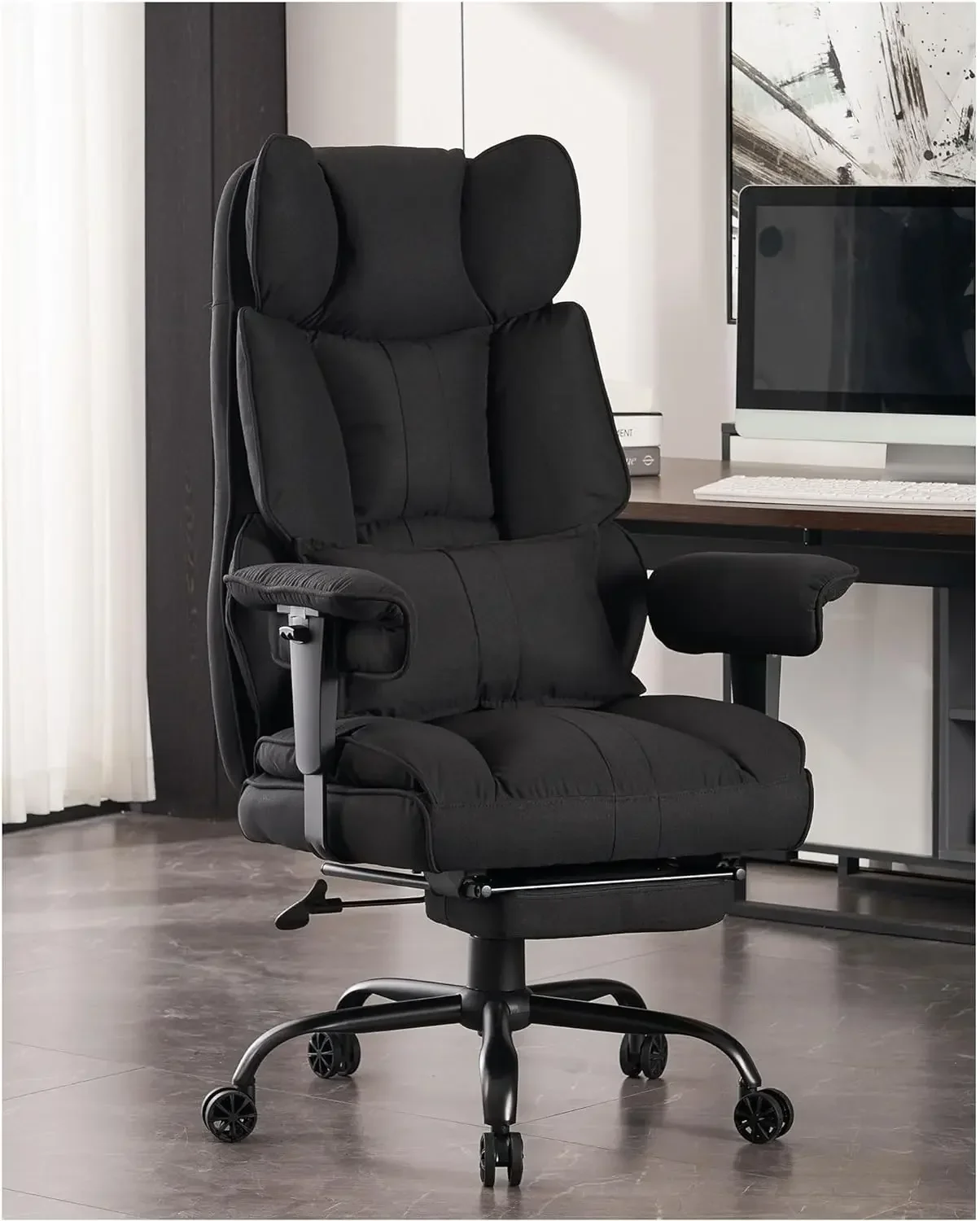 

Fabric Office Chair,Big and Tall Office Chair 400 lb Weight Capacity,High Back Executive Office Chair with Foot Rest,Ergonomic