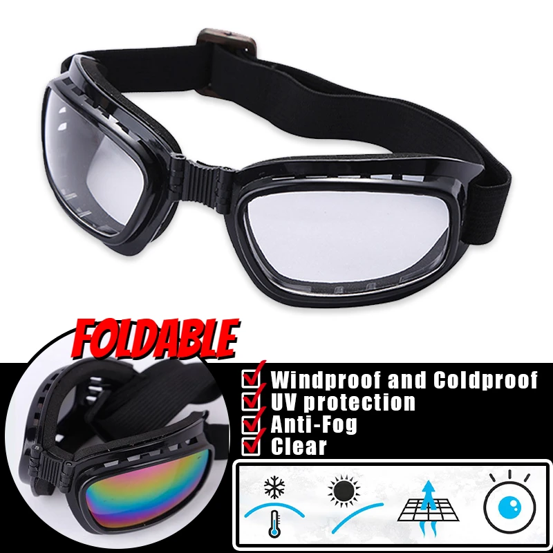 

Foldable Windproof Cycling Glasses Outdoor Goggles Anti Glare Anti-UV Sunglasses for Skiing Sports Motorcycle Riding Glasses