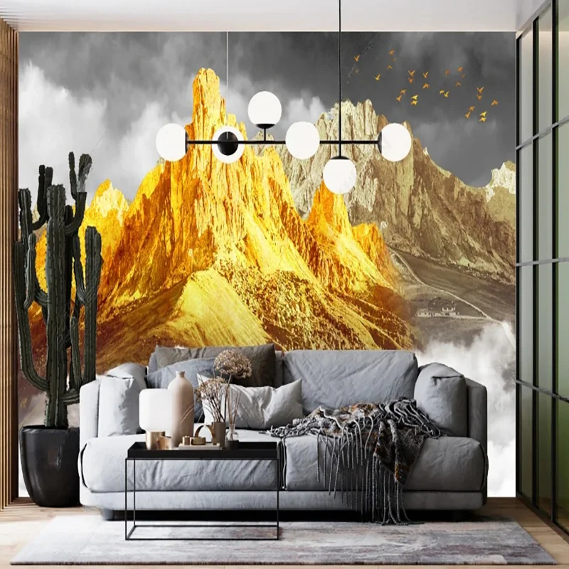 Custom Photo Wallpaper Chinese Modern Gold Marble Abstract Mural Wall Cloth Living Room Office Sofa Wall Covering Decor Fresco