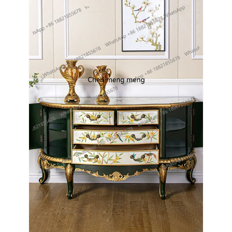 

Entry entrance cabinet, living room engraving decoration, semi-round drawer, dining side cabinet against the wall