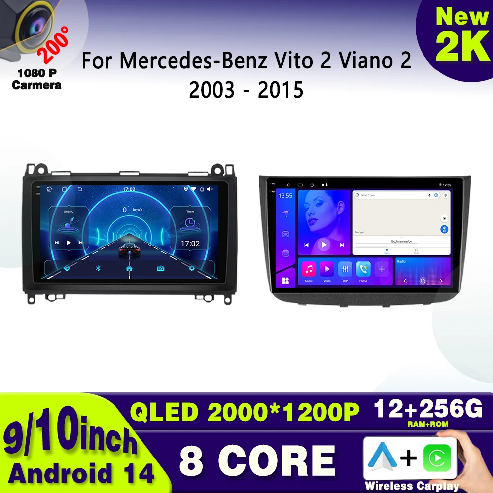 

Android 14 For Mercedes-Benz Vito 2 Viano 2 B200 W639 2003 - 2015 android Multimedia Player Navigaion CarPlay Car Radio WIFI