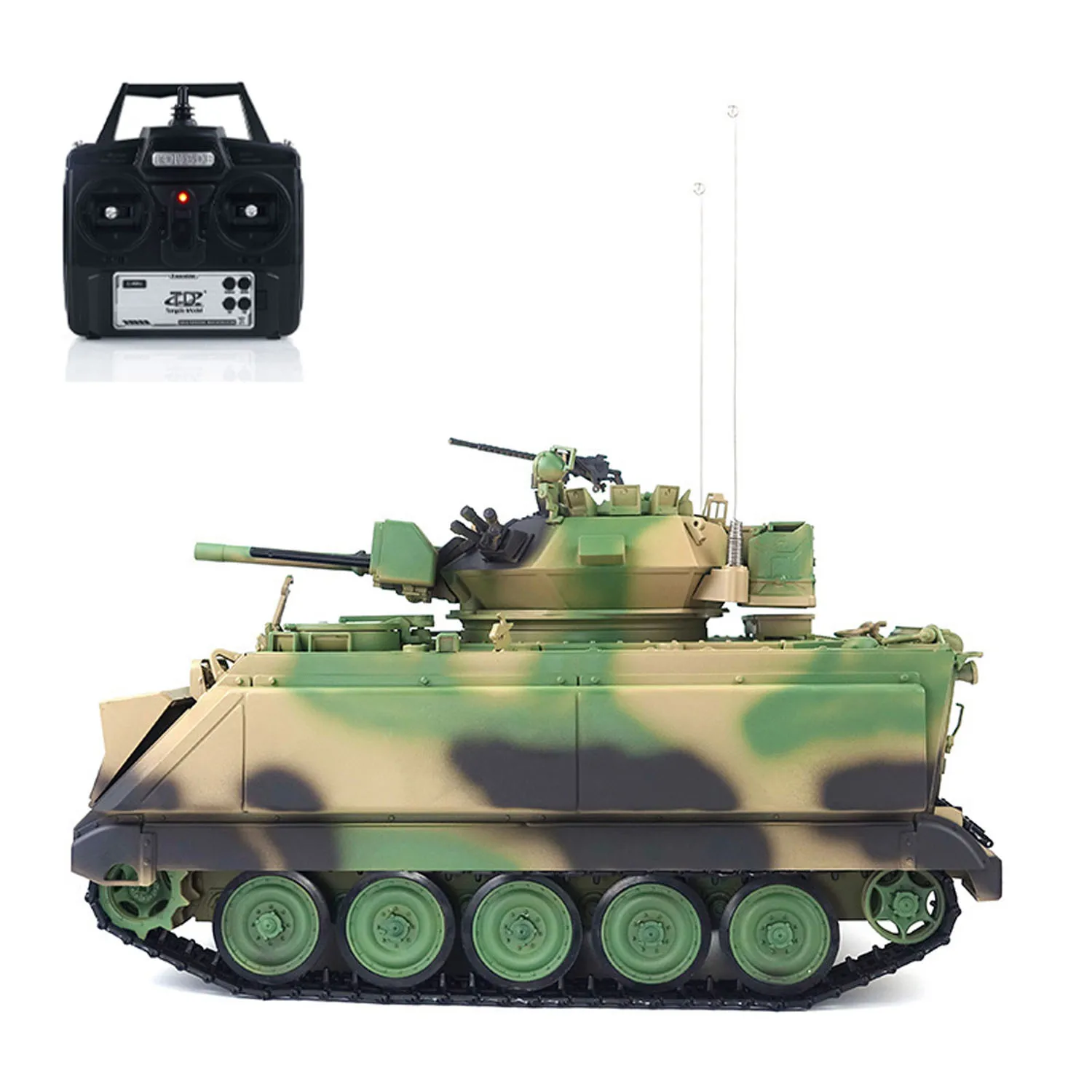 รถถังบังคับวิทยุ 1/16 TD RC Tank Panzer รุ่น M2412-A M113A1 MRV พร้อมระบบยิงแบบสะเทือน ไฟกระพริบ หมุนป้อมปืนได้ 320 องศา พร้อมชุดเกียร์โลหะ