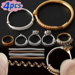 4pcs Ring Size Reducer Tools Spiral Spring Based Rings Adjust Invisible Transparent Tightener Resizing Tool Jewelry Guard