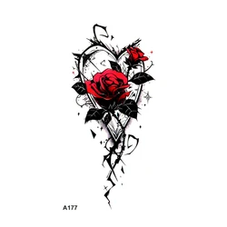 5 Sytles Love Red Rose Waterproof Temporary Tattoos Men Vines Body Art Fake Tatoo Sleeves For Kids Flash Tattoo Stickers