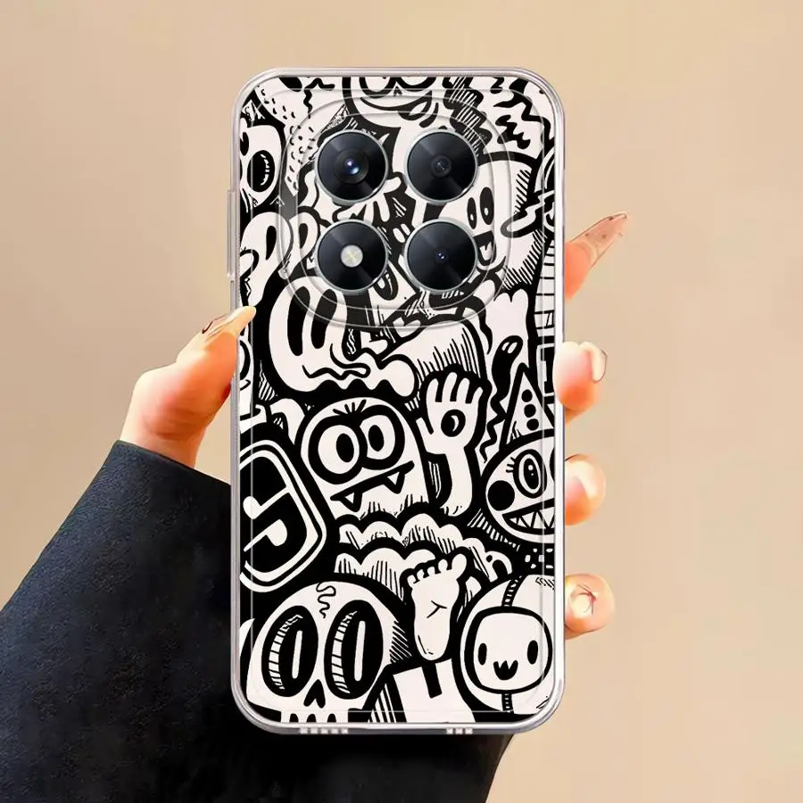 حافظة لهاتف Xiaomi Poco X3 NFC X4 GT X4 M3 X3 Pro X5 جرافيتي سوداء ناعمة شفافة #2