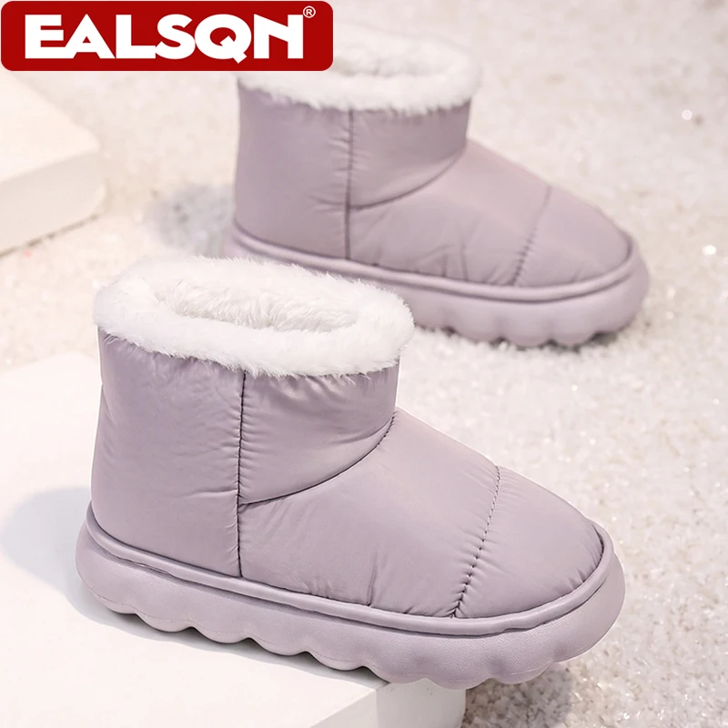 Unisex Kids Winter Outdoor Waterproof Fashion Short Snow Boots Boys and Girls Warm Cotton Comfortable Walking Shoes