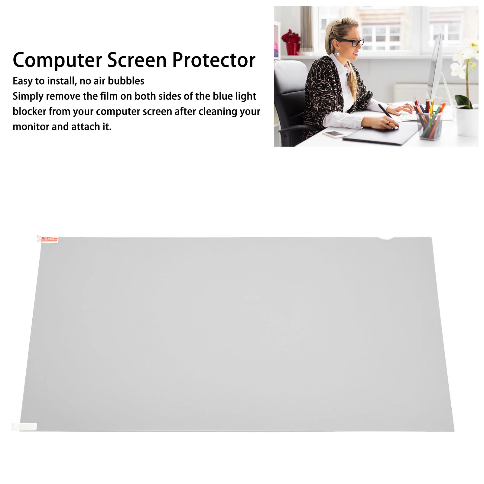 Computer Screen Protector Easy To Install Prevent Eye Strain Blue Light Blocking Screen Protector Panel 23.8 Inch for Students