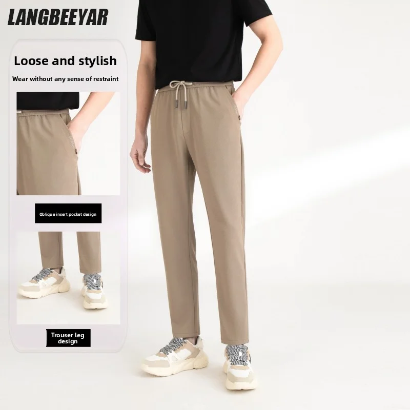 

Top Quality New Brand Casual Fashion Strappy Sweatpants Elastic Track Pants Relax Fit Straight Trousers Mens Clothes 2025