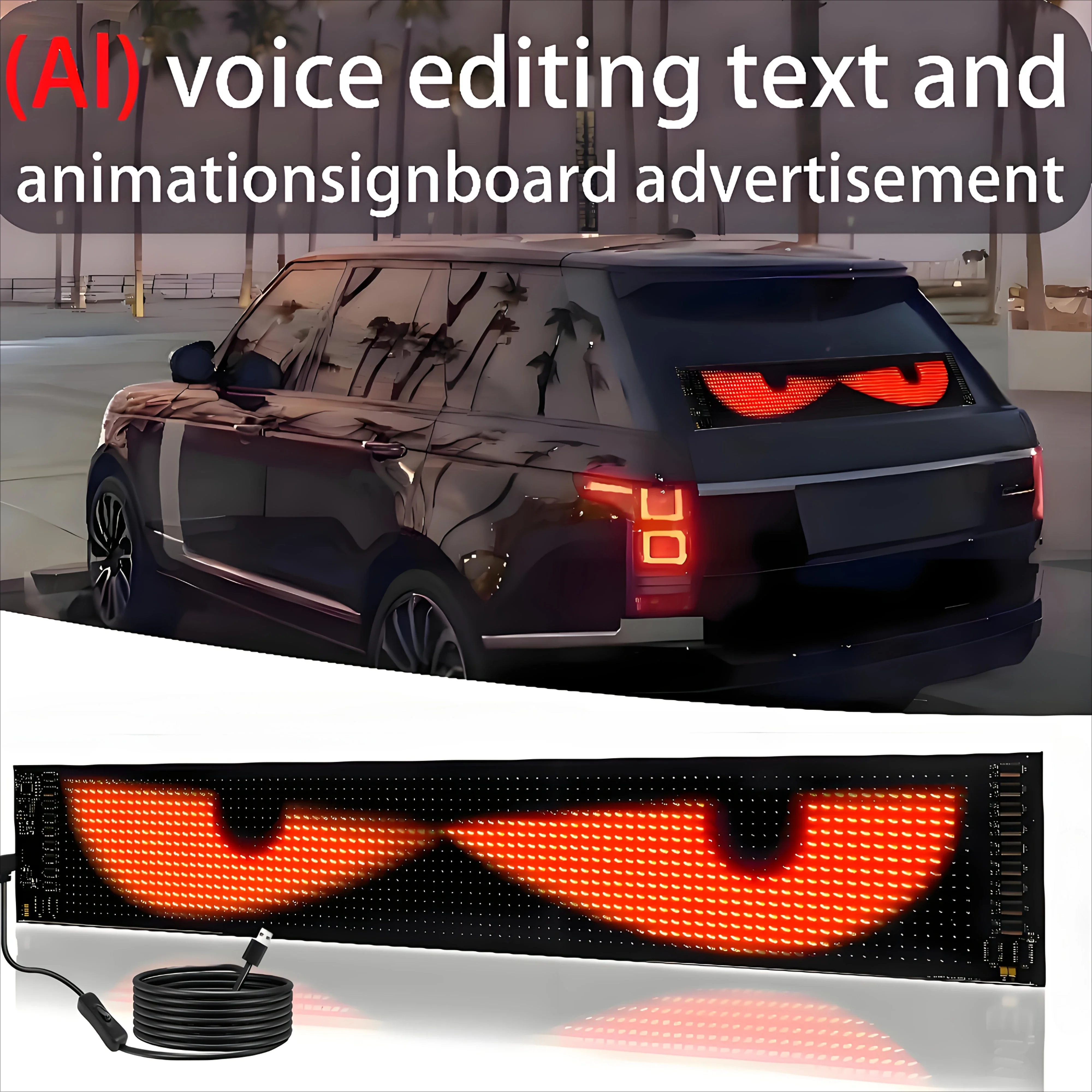 Dynamic Devil Eyes Car Truck Windshield Programmable LED Display Flexible Screen Bluetooth Remote Control Scrolling Sign Light