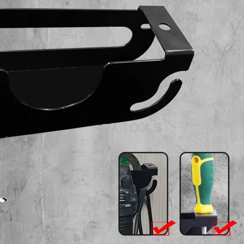Estante de almacenamiento para amoladora angular, estante de plataforma de perforación montado en la pared de acero al carbono duradero, soporte alargado, herramientas de clasificación de lugares estables