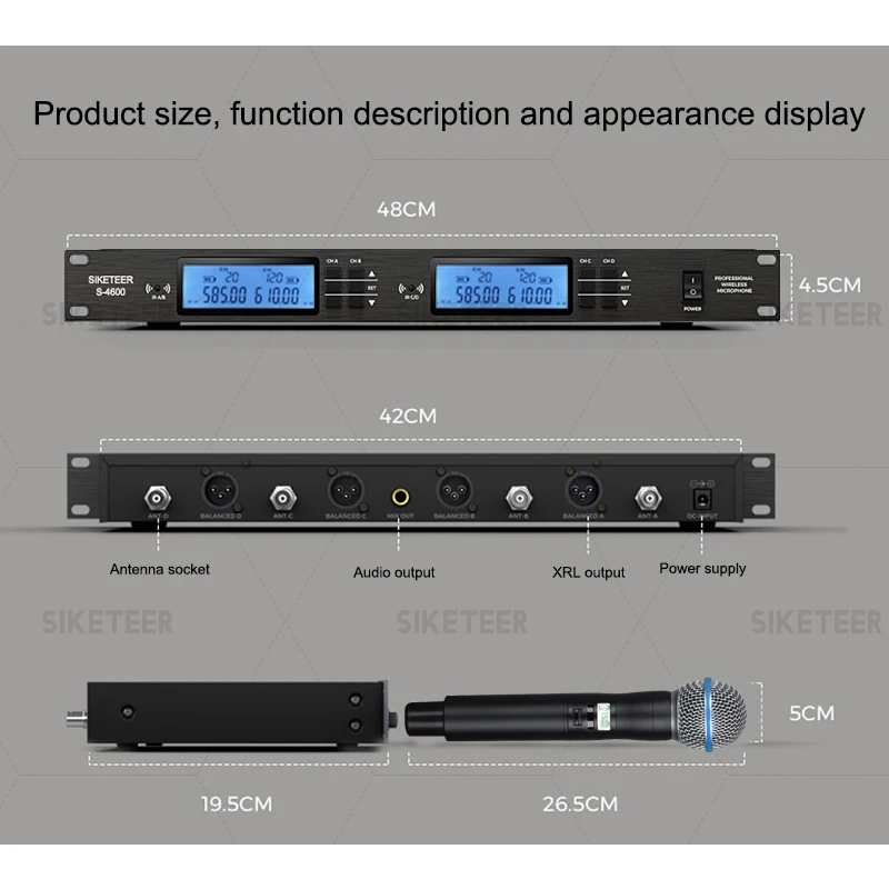 Microfone profissional sem fio uhf, microfone de lapela portátil com revestimento de metal completo, adequado para microfone de palco de casamento