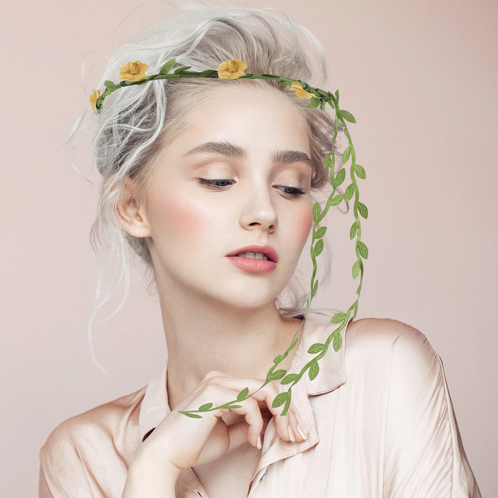 

3pcs Floral Headb Women Beach Photo Props Leaf Crown Bridal Accessories Flower Hair Wreath Lightweight Wedding Party Prom Hair