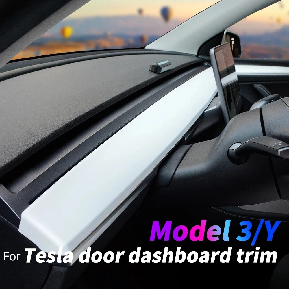 Gloss Door Interior Dashboard Door Wood Modification Cover Decor Adhensive Panel Trims For Tesla Model 3/Y Car Styling Mouldings