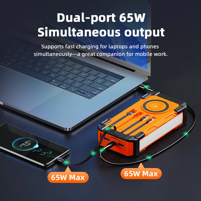 

Solar Power Bank 30000mAh Magnetic Wireless PD 65W Fast Charging for Laptop iPhone 17 iWatch Airpods Portable Charger Powerbank