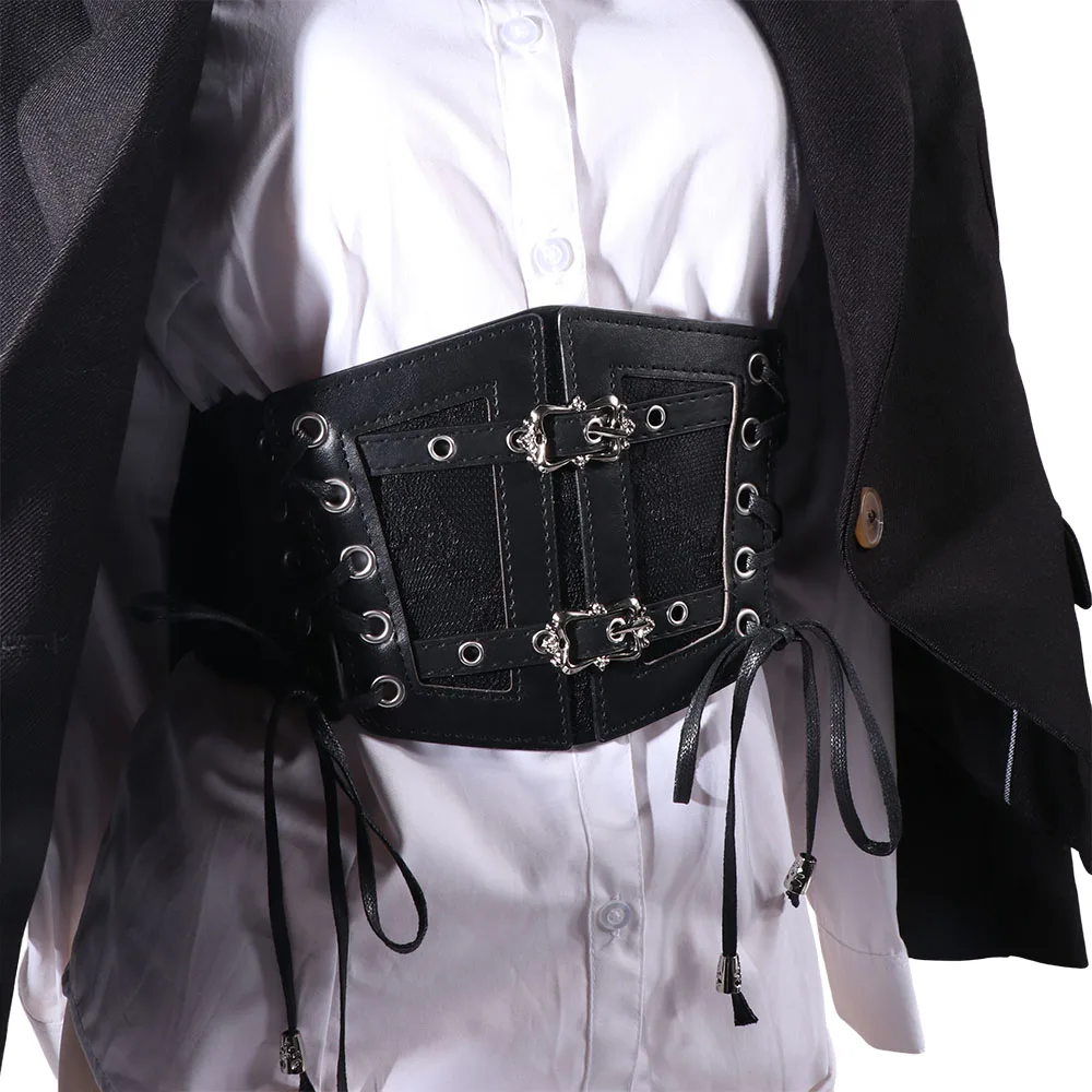

Punk Adjustable Lace Cummerbunds Leather Elastic Corset Belt Tie Rope Slimming Wide Waist Corset Ladies