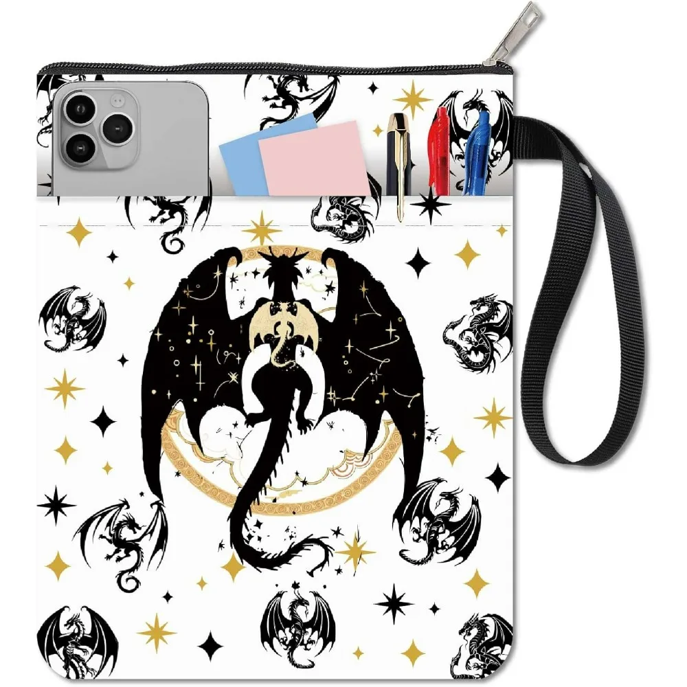11x8,7 Buchhülle mit Reißverschluss, Romanasy Dark Dragon Stars Magic Fantasy, Taschenbuch, Buchschutz, waschbar, wasserdicht