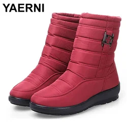 YAERNI  female new winter snow boots warm fur ankle boots for women wedge heel shoes winter boots zipper