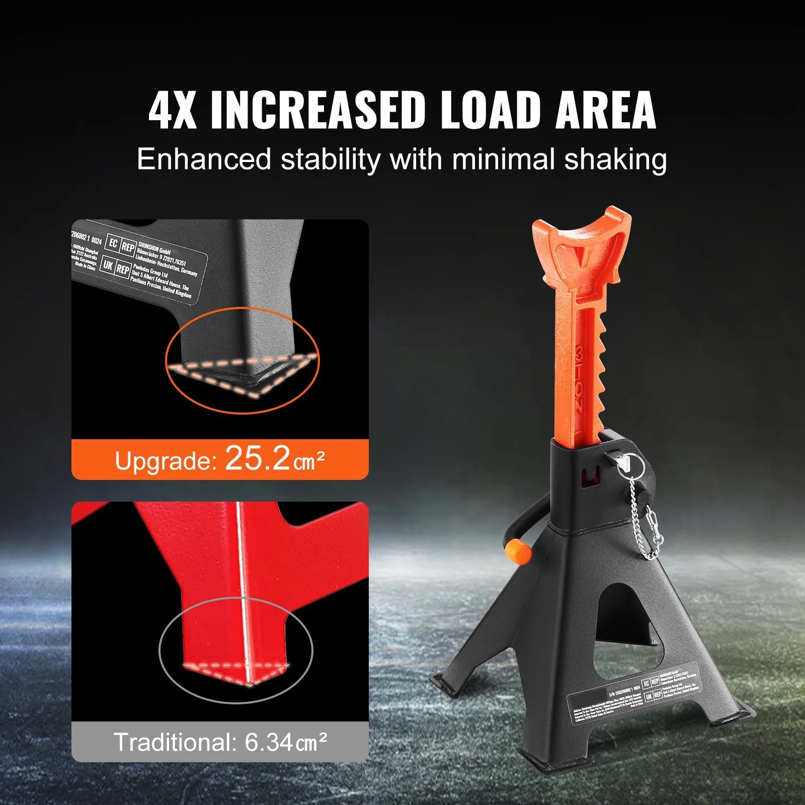Jack Stands, 3 Ton (6000 lbs) Car Jack Stands Double Locking, 10.8-16.3 inch Adjustable Height, for lifting SUV, Truck,Car
