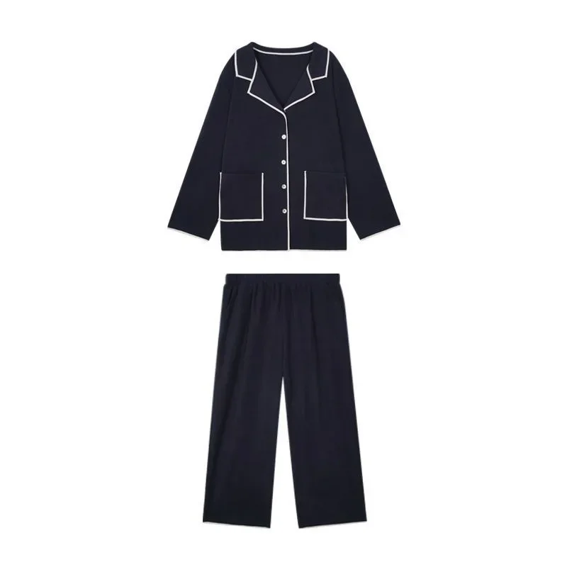 2024 Extra Large Women Loungewear Plush Thicken Sleepwear Winter Antumn New Homewear High Waisted Pants Long Sleeved Pajama Set