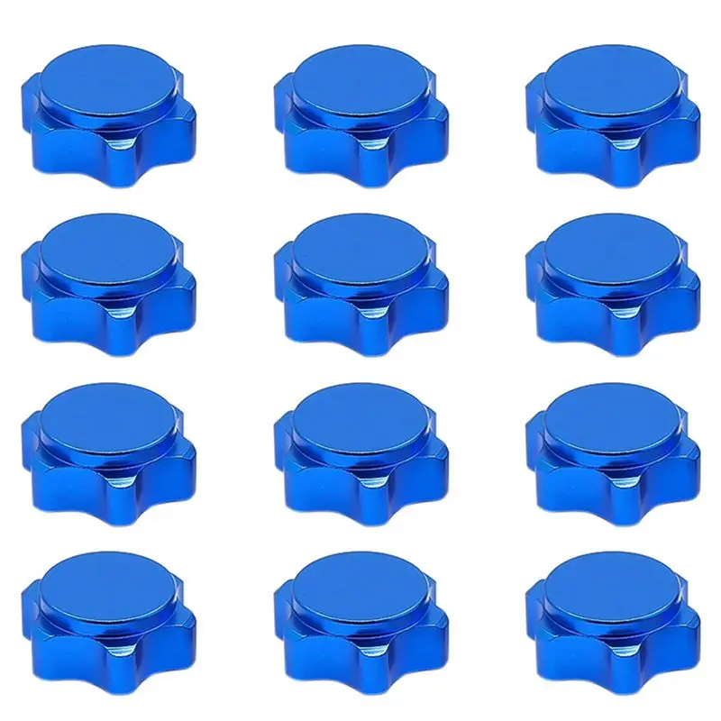 

WOTT-12Pcs Aluminum Wheel Hub Cover Anti-Dust Cover 17Mm Hex Nut For 1/8 RC Car,Blue