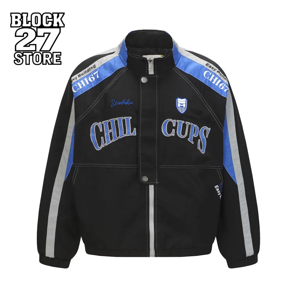 

Куртки для мужчин, уличная одежда, уличная куртка-локо, воротник-стойка, цветная вышивка, дизайн с буквами, весна-осень, мода в стиле ретро