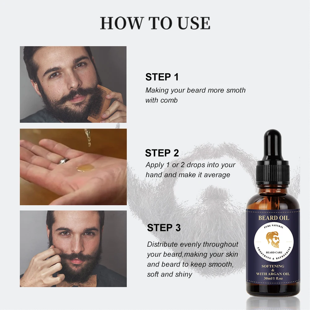 APPTI Beard Oil For Men 100% Natural Organic Beard Serum Beard Care Essential Oil Smooth Nourishing Moisturizing