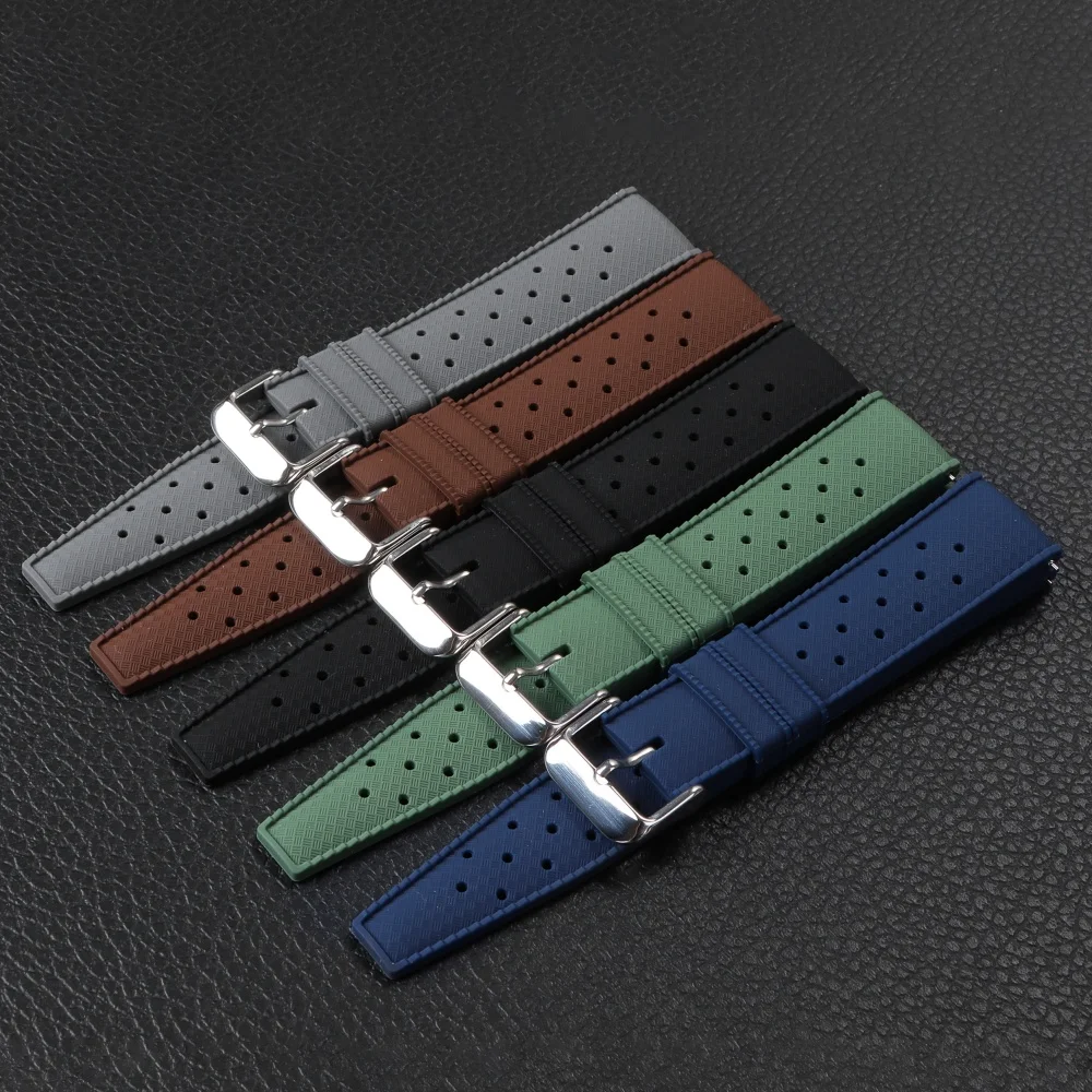 18mm 20mm 22mm Tropical Silicone Watch Band Quick Release Strap for Oris for Seiko for Citizen Rubber Tropic Smart Watch Straps view 4