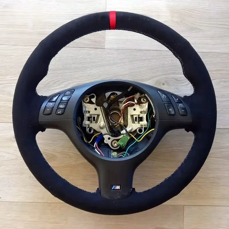 For BMW E46 M3 E39 330i 540i 525i 530i 330Ci 2001 2002 2003 Hand Sewing Car Steering Wheel Cover Braid Soft Suede Leather Trim
