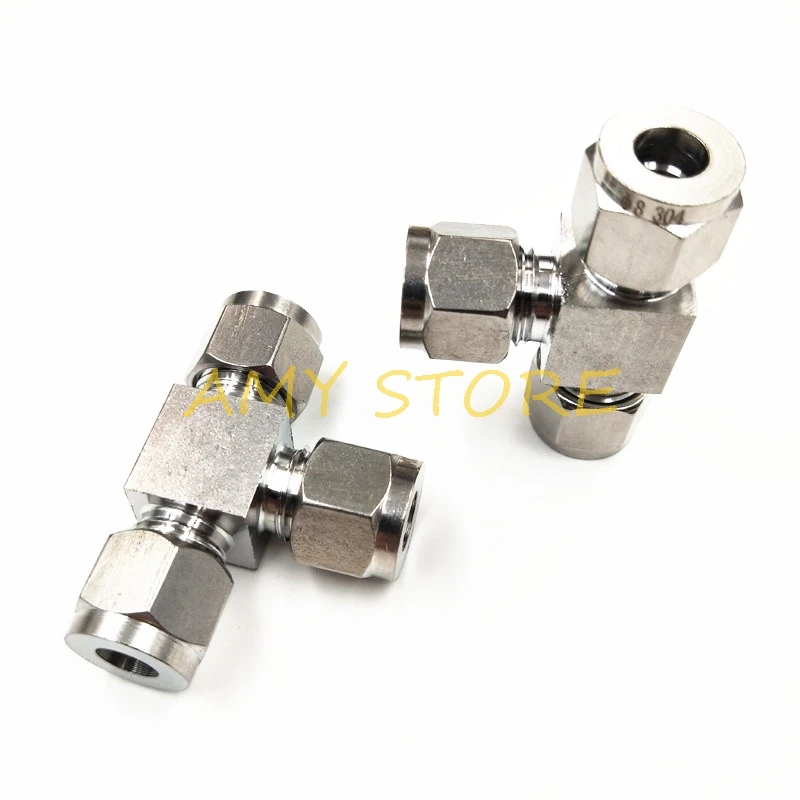 Stainless Steel SS304 Single Tee Quick Ferrule Connector Pipe Fittings 1/8