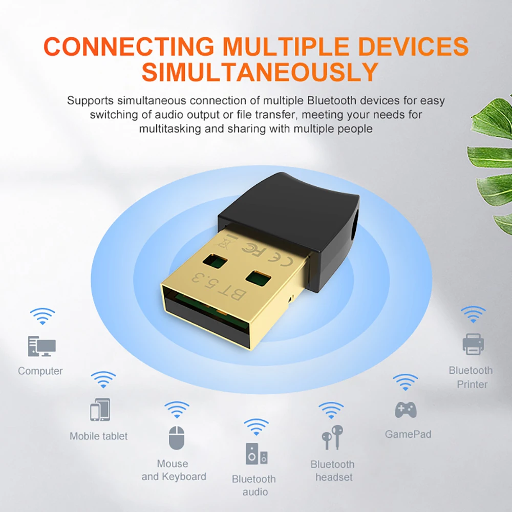 USB Bluetooth 5.3 Adapter USB Audio Receiver Transmitter Bluetooth 5.3 Dongle Adaptador for PC Laptop Wireless Speaker Adapter