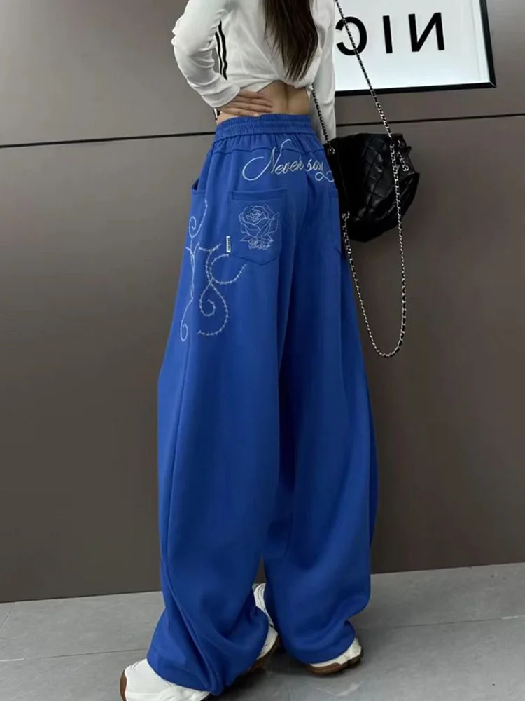 عيد الميلاد الأحمر طباعة Sweatpants المرأة فضفاضة خمر الهيب هوب الأمريكية بانت الشارع الشهير Bf عالية الخصر خريف شتاء Y2K بنطلون جديد #2