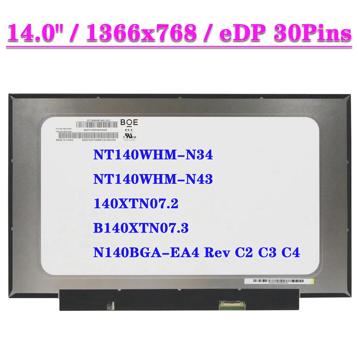 slim nt140whm n34 nt140whm n43 n140bga ea4 rev c2 c3 c4 140xtn072 b140xtn073 para hp 14 cf0006nx laptop lcd tela 30pin 140 01