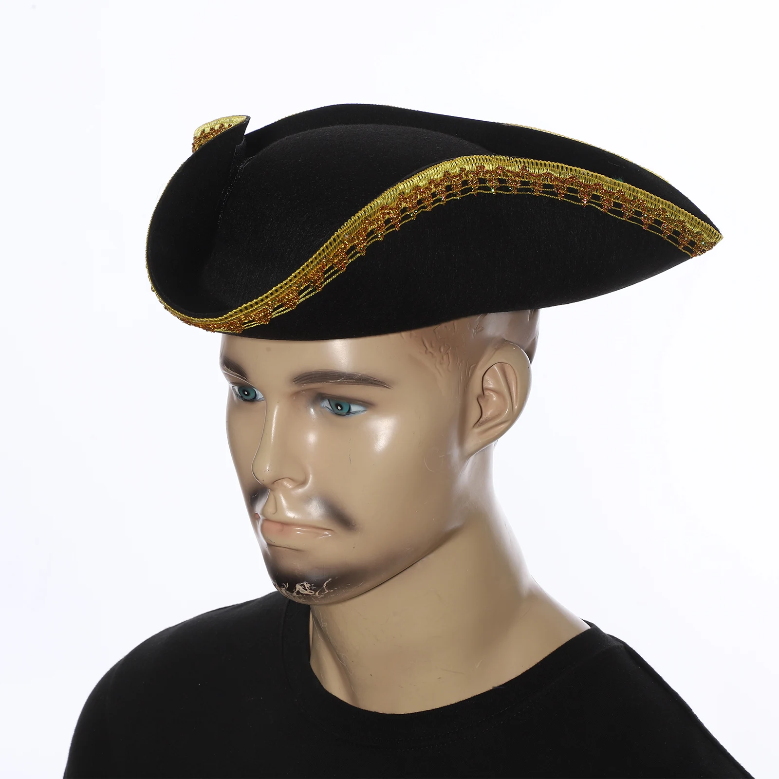 Accessoires de Costume de Pirate pour femmes et hommes, chapeau de Pirate de capitaine à large bord avec bavoir et manches longues, ensembles pour fête à thème Cosplay
