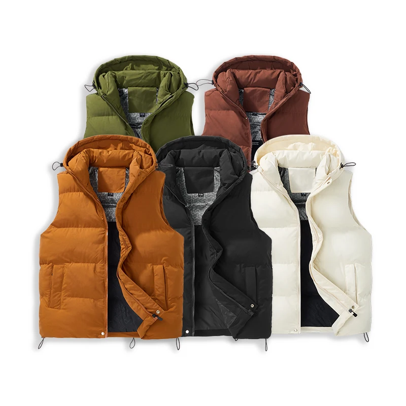 Spring Autumn Fashion Men Cotton Vest with Hood Hot Sale Warm Man Sleeveless Coats Quality All-match Waistcoat for Men Windproof