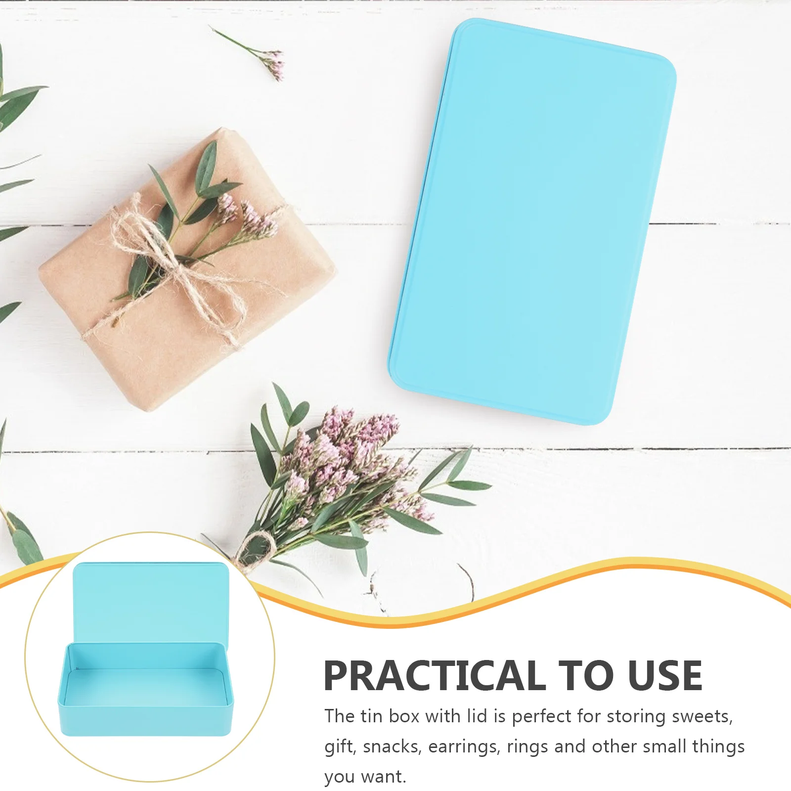 

3Pcs Rectangular Tin Box Compact Tinplate Storage Holder for Sweets Snacks Rings Earrings Sealed Keepsake Container