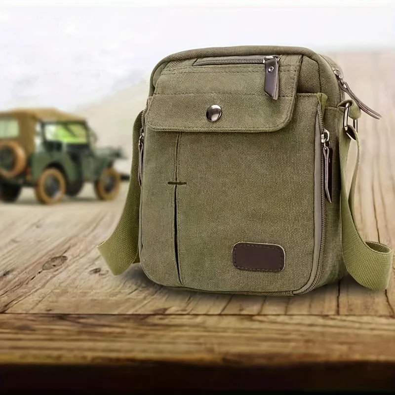 

Холщовая сумка через плечо унисекс, многофункциональная повседневная мужская сумка через плечо в корейском стиле, 1 шт.