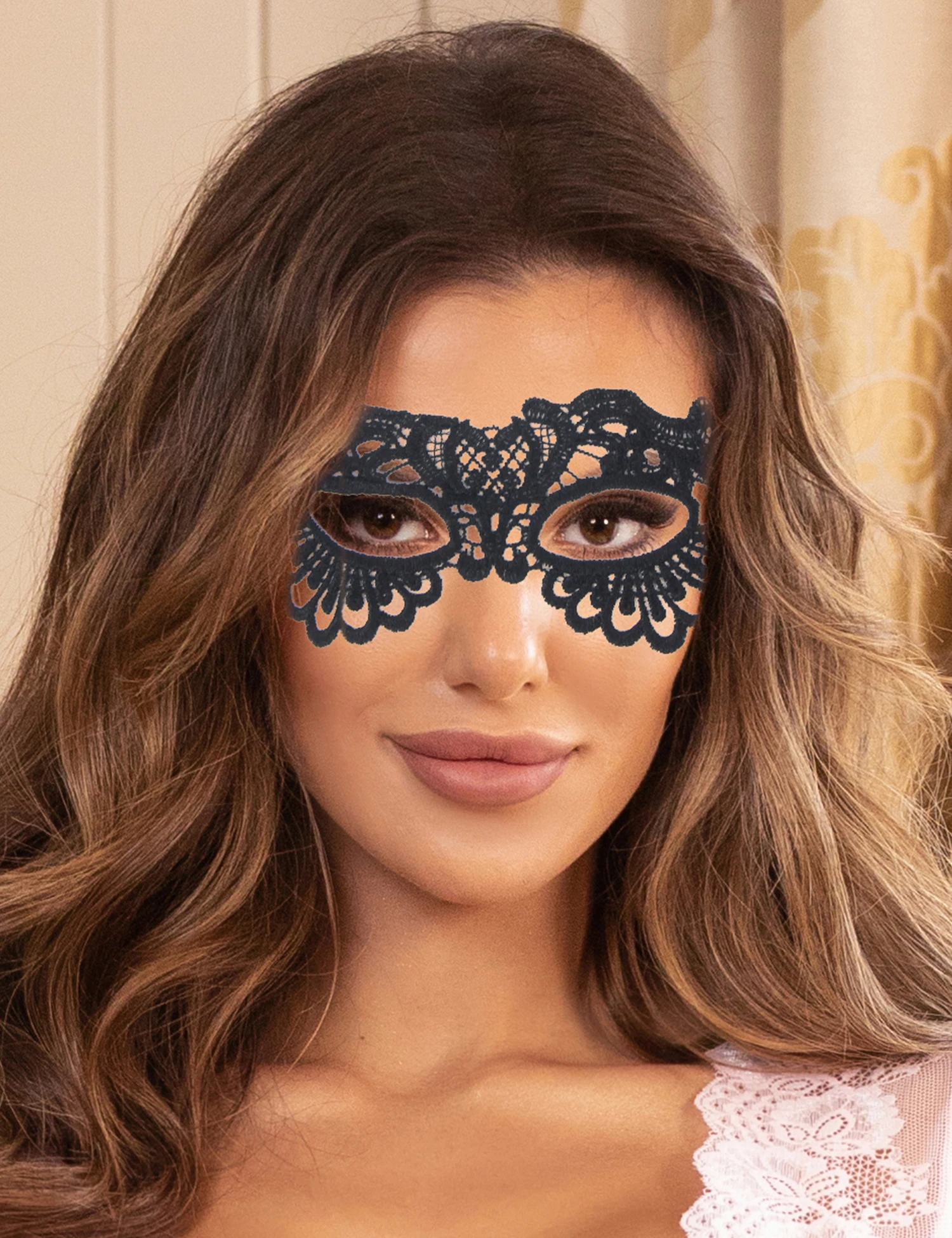 

Comeondear Black 2Pcs Enchanting Masque Cosplay Adorable Fetish Sexy Lace Eye Masks Women Sissy Cute Cat Ears Headband Halloween