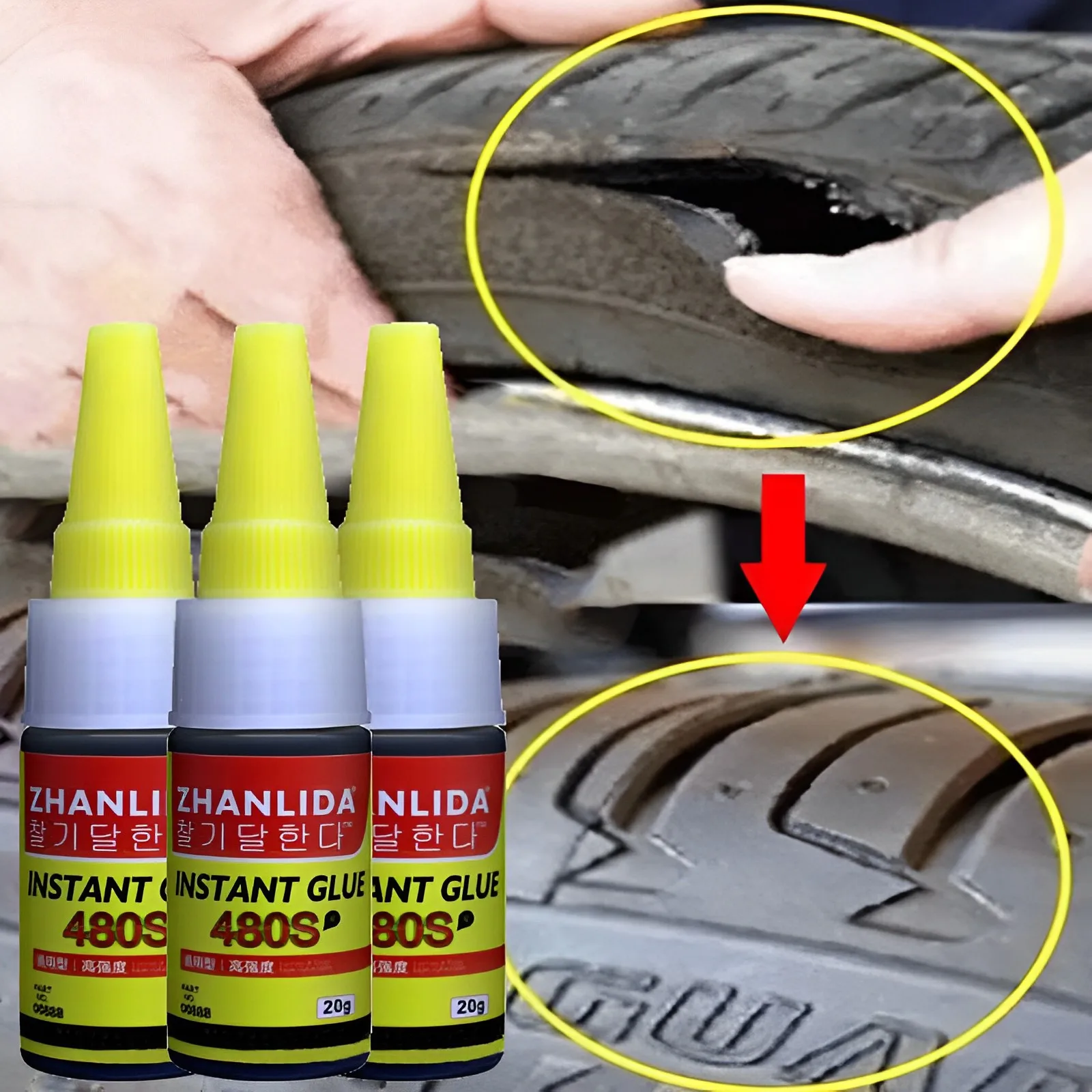 480 Black Glue Car Tire Strong Repair Glue Universal Truck Motorcycle Bicycle Inner Tube Puncture Quick Repair Glue Agent