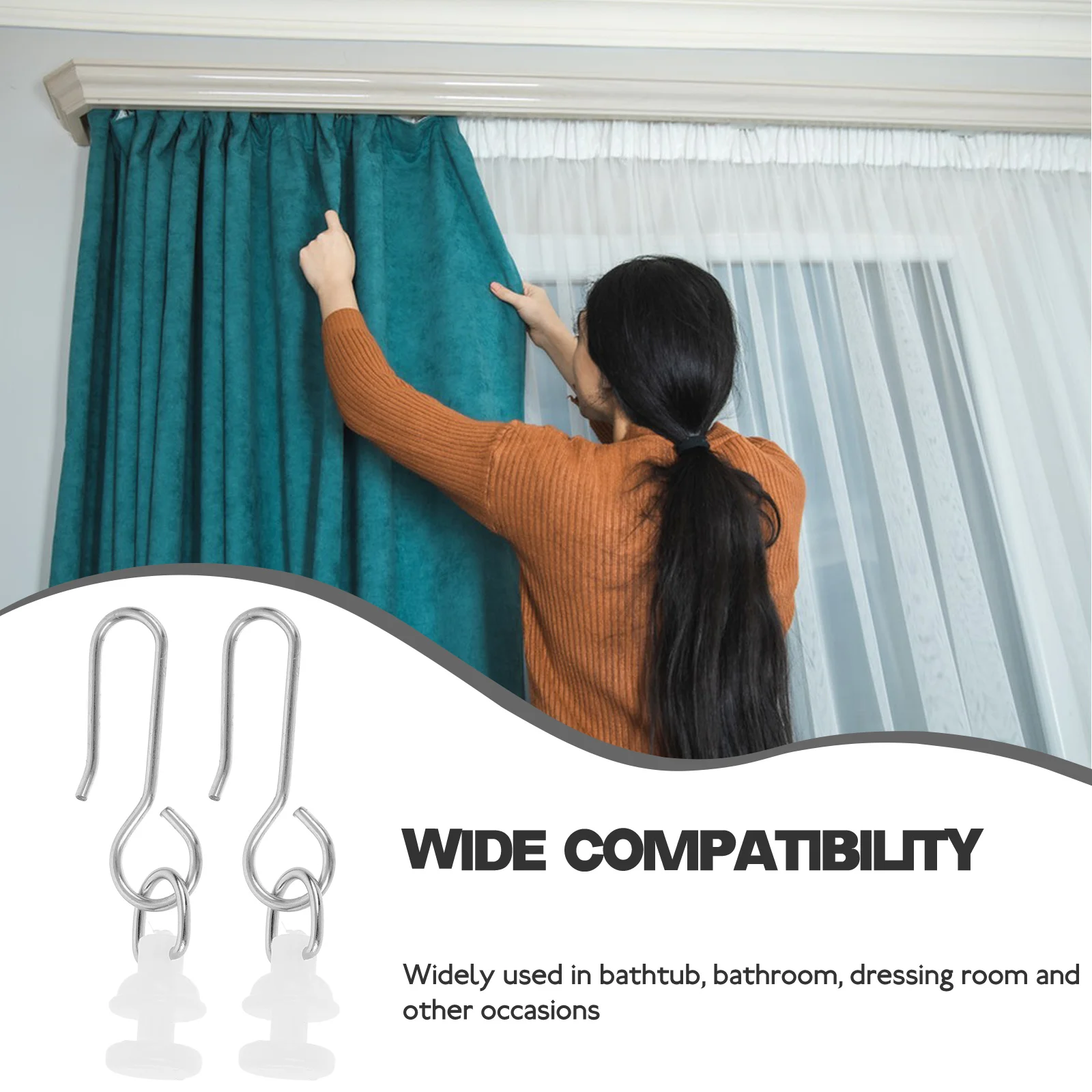 

1Set Curtain Rail Pulley Hook Set Strong Practical Safe Reliable Long Lasting Shower Bathroom Dressing Room Hooks