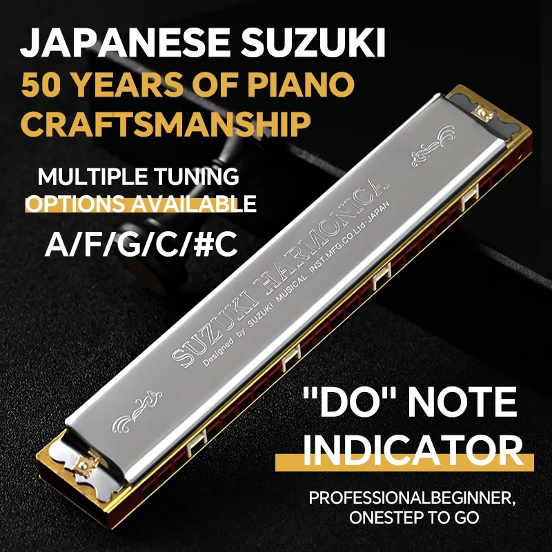 SUZUKI Harmonica Tremolo Study 24 key of C 5 color version polyphonic Harmonica study-24 Tremolo 24 C Key of C Japan Brand