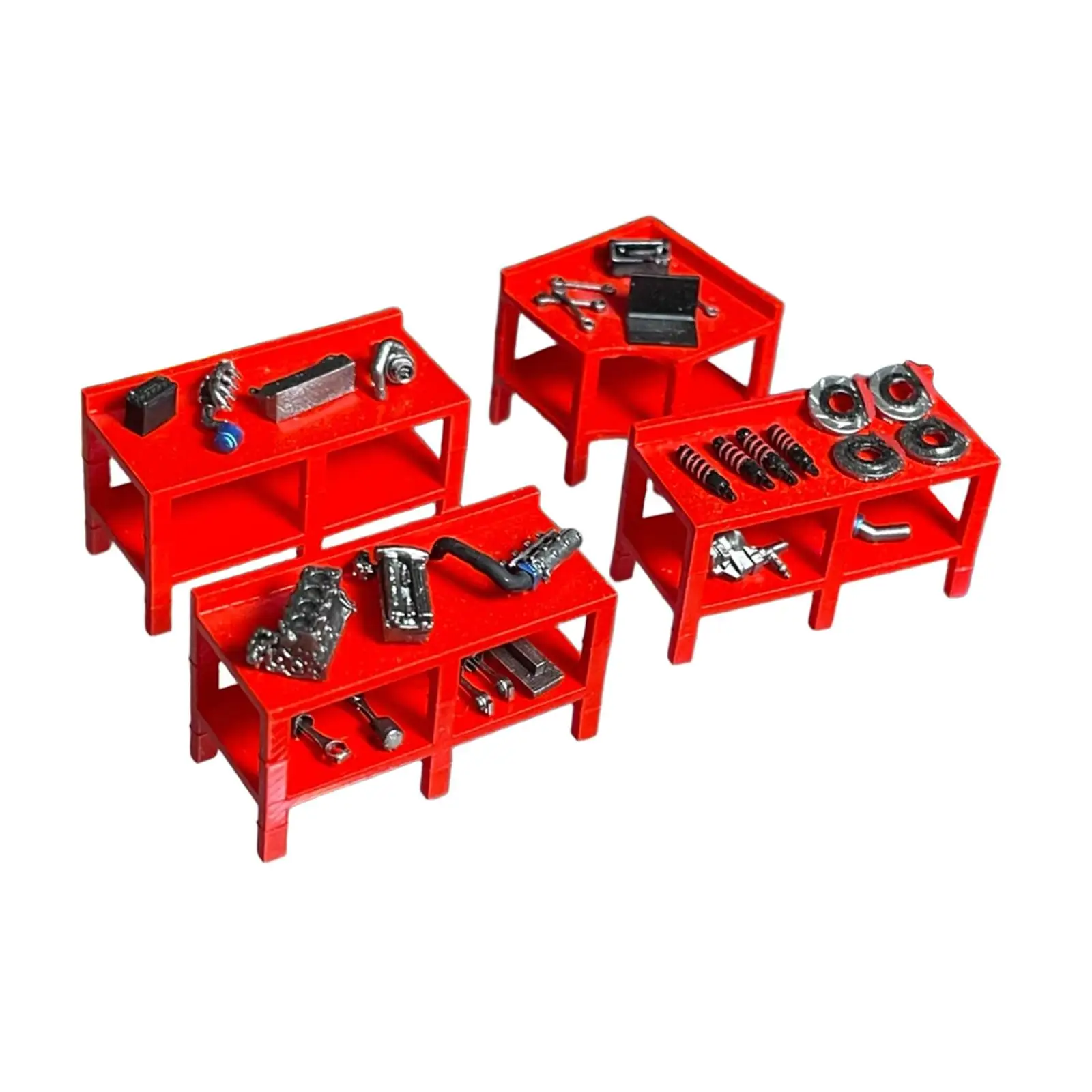 1/64 Diorama Garage Accessories Set,Simulation Creative Hand Painted Photography Lightweight Auto Repair Shop Scene Miniature