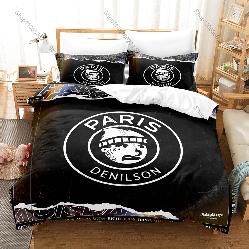 Rich Vagos Duvet Cover + 2 Pillowcases, Mexican Hip-Hop Label Print Bedding Set for Music Fans