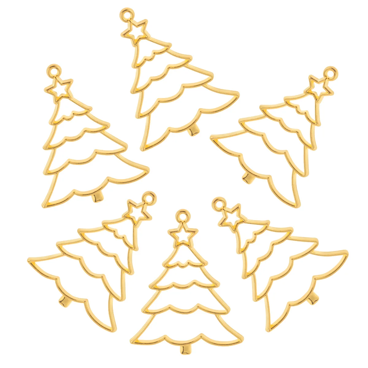 

10 Pcs Christmas Tree Metal Border Charms for Jewelry Making Crafting Bezels Earring Pendant Alloy Accessories DIY Christmas