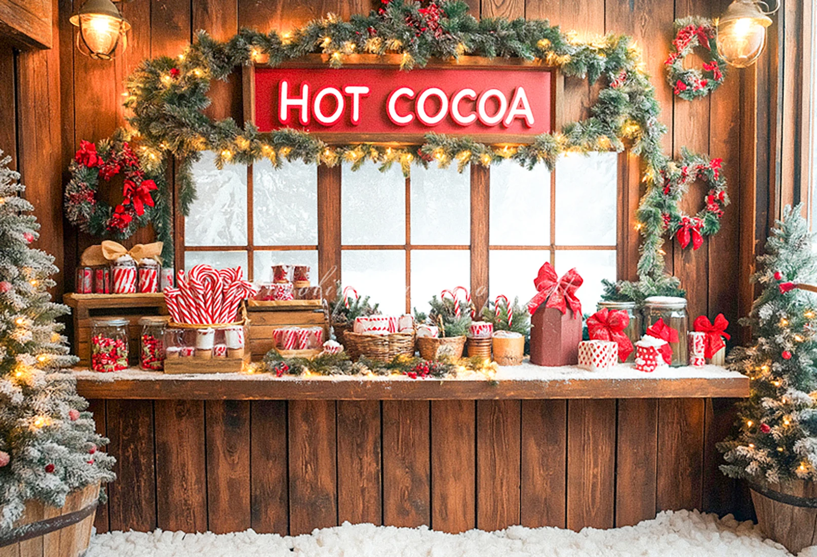 Christmas Hot Cocoa Backgrounds Kids Adult Photography Props Child Baby Warm Xmas Beverage Shop Decors Studio Photo Backdrops