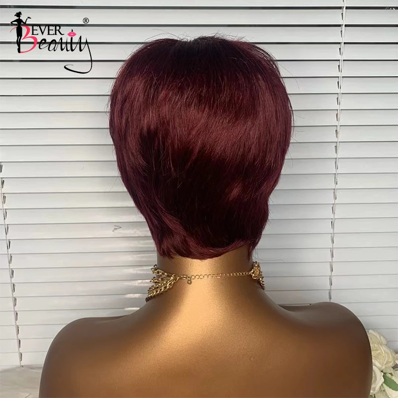 Kurze Bob Pixie Cut Perücke Gerade Menschenhaar Perücken Mit Pony Brasilianisches Reines Haar Günstige Haar Perücke Für Schwarze Frauen 99J Immer