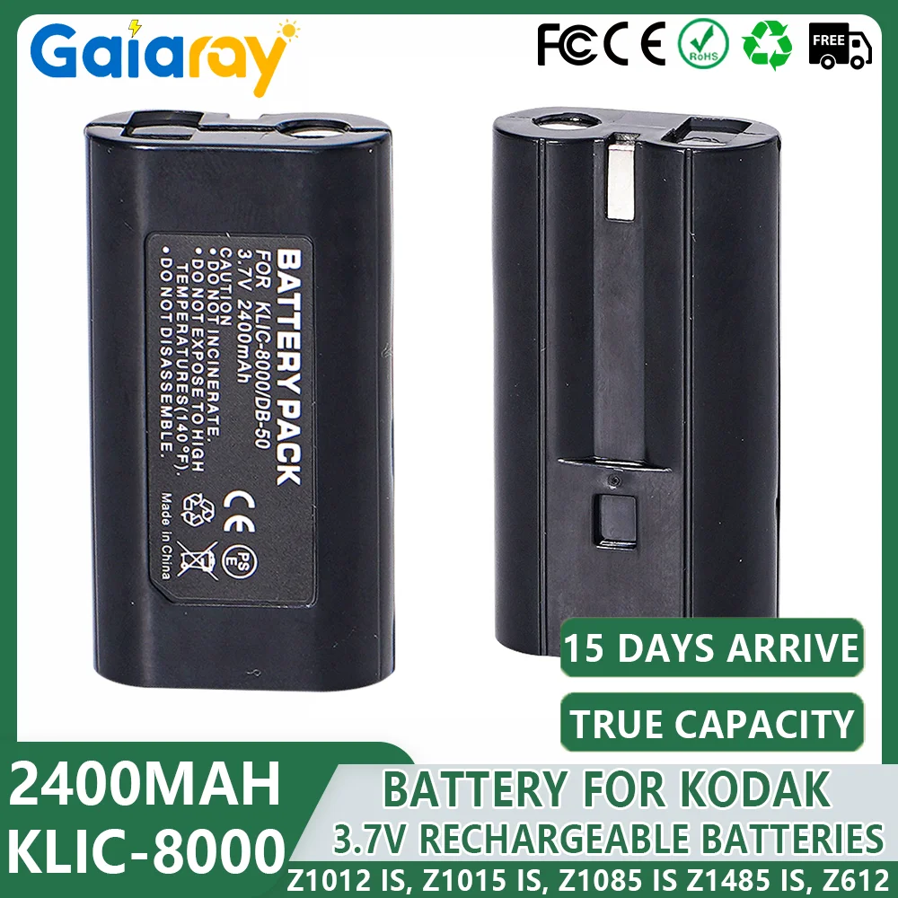 2400mAH KLIC-8000 KLIC 8000 Battery for Kodak Z1012 is, Z1015 is, Z1085 is Z1485 is, Z612, Z712 is, Z812 is, Z8612 is Cameras