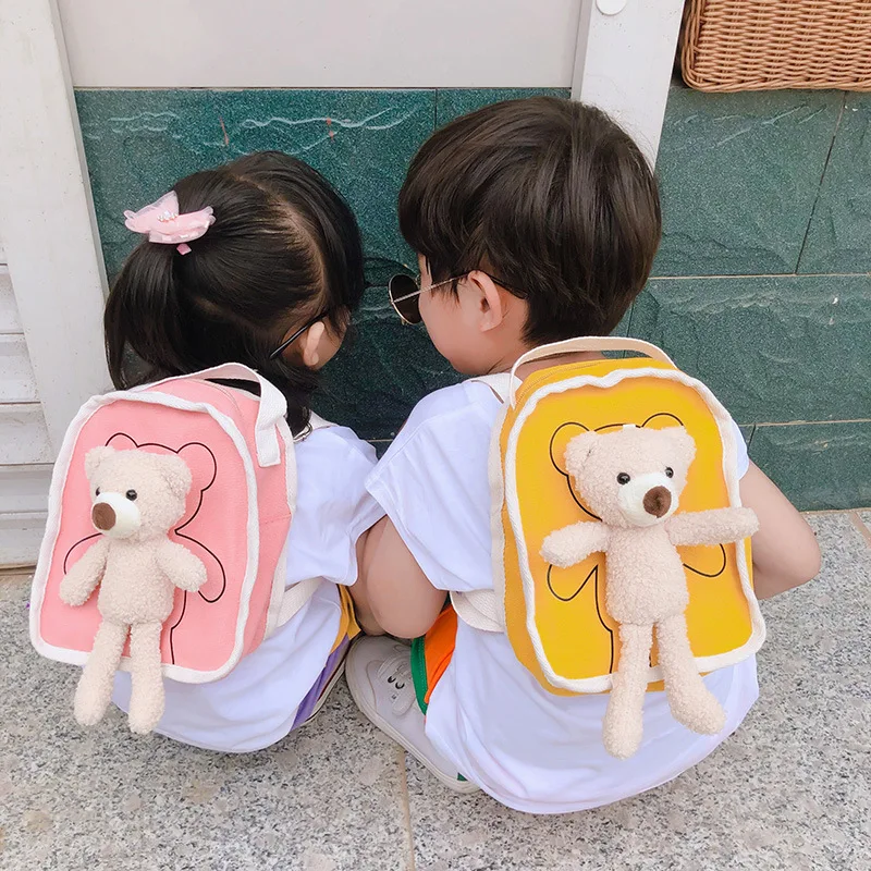 Nette Trendy Plüsch Bär Kinder Rucksack Baby Kindergarten Mini Schule Tasche Rucksack Cartoon Nette Baby Rucksack