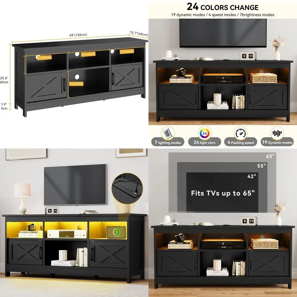 65 Black Tv Stand W…